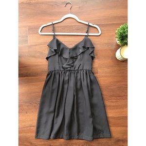 AQUA by Bloomingdales Grey Ruffle Dress XS